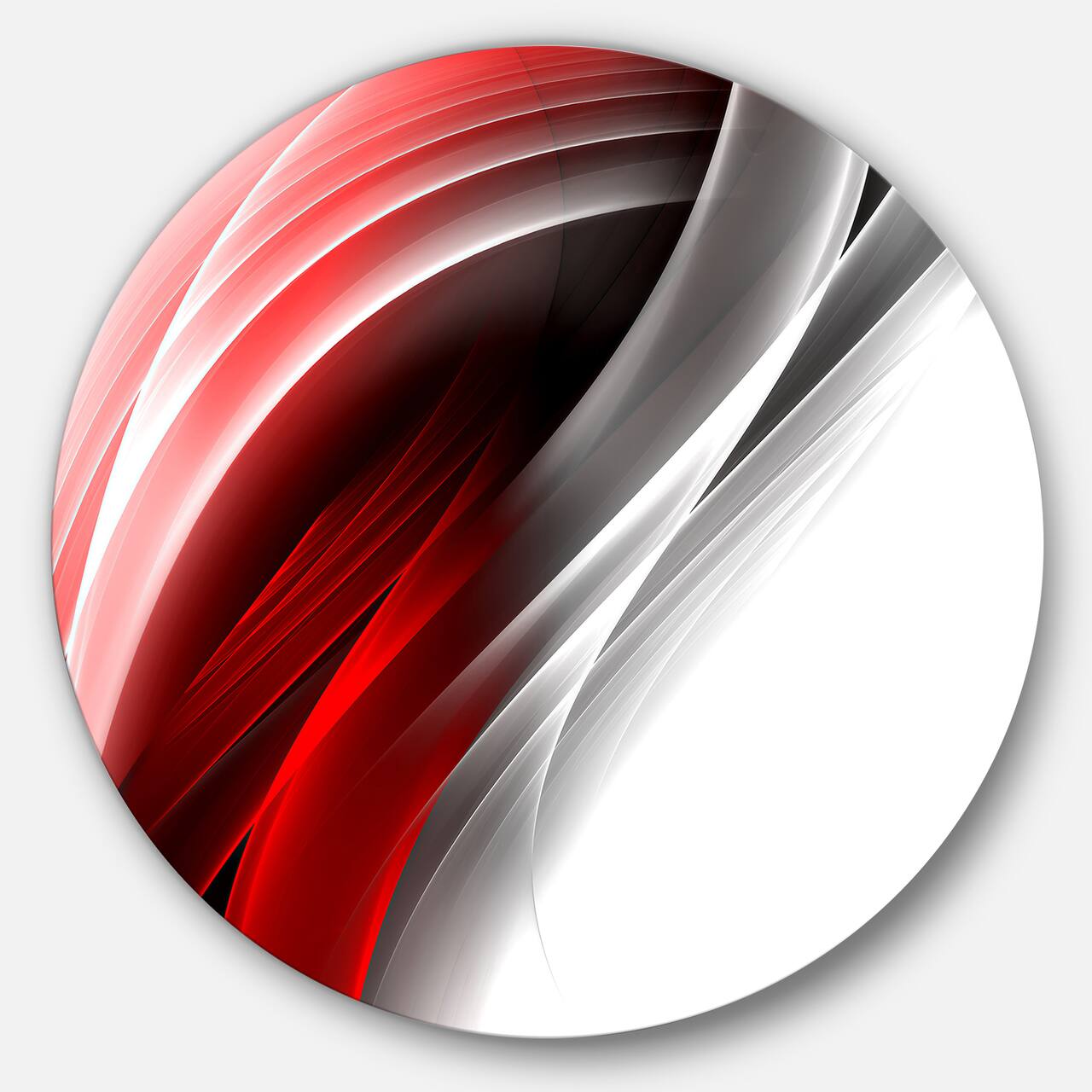 Designart - 3D Pink Silver Vertical Lines' Abstract Circle Metal Wall Art